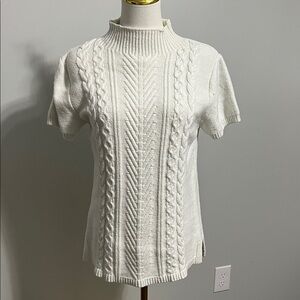 GAP Cream Cable Knit Short Sleeve Sweater
